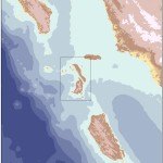 Bathymetry grid created by digitizing nautical charts and running spatial interpolation model
