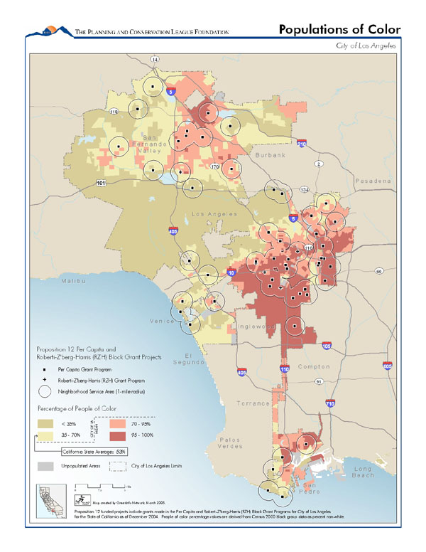 Populations of color in City of Los Angeles