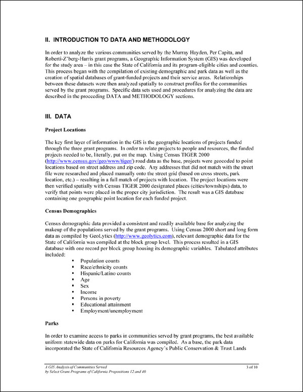 Example page from methodology document